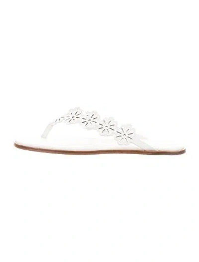 Pre-owned Staud Leather Slides In White