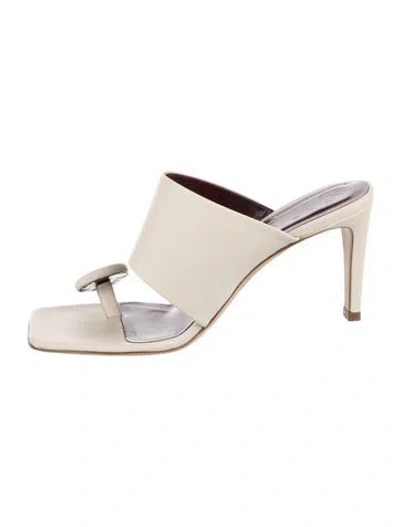 Pre-owned Staud Leather Slides In White