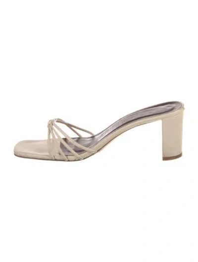 Pre-owned Staud Leather Slides In White