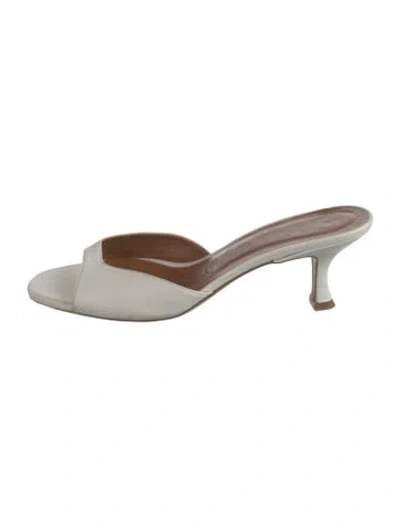 Pre-owned Staud Leather Slides In White