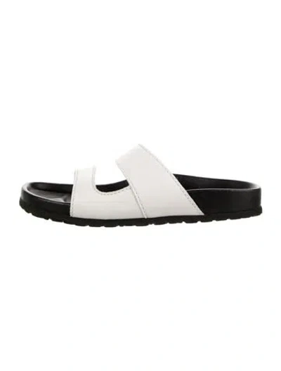 Pre-owned Staud Leather Slides In White