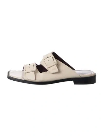 Pre-owned Staud Leather Slides In White