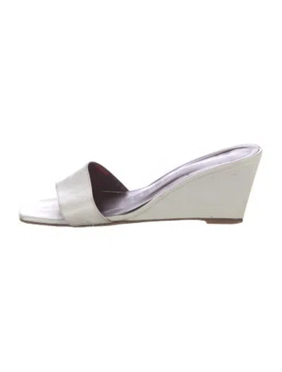 Pre-owned Staud Leather Slides In White