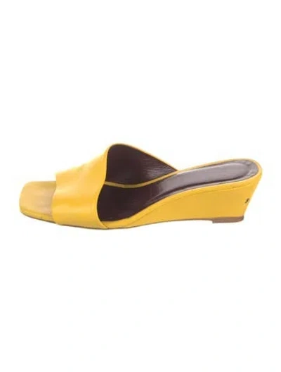 Pre-owned Staud Leather Slides In Yellow