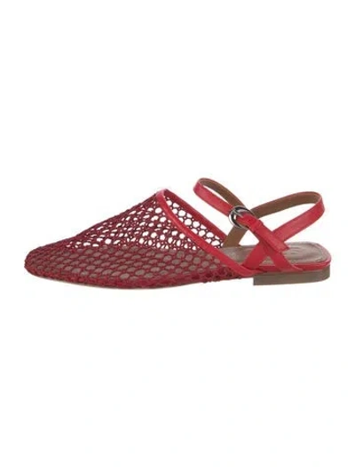 Pre-owned Staud Leather Slingback Flats In Red
