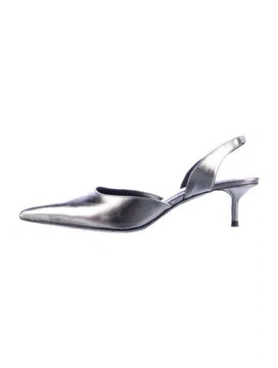 Pre-owned Staud Leather Slingback Pumps In Blue