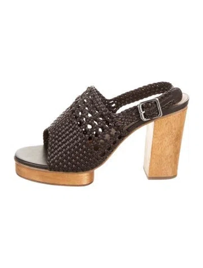 Pre-owned Staud Leather Slingback Pumps In Brown