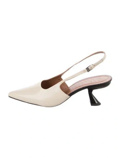 Pre-owned Staud Leather Slingback Pumps In Neutral