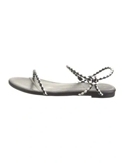 Pre-owned Staud Leather Slingback Sandals In Black