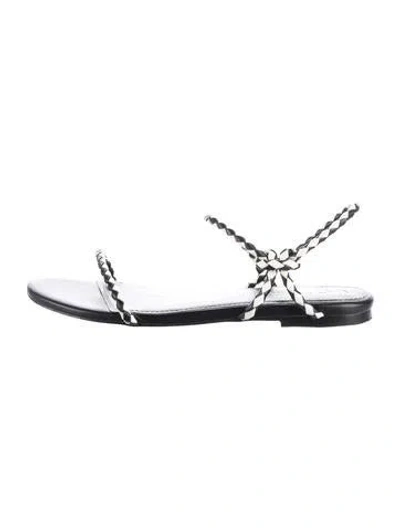 Pre-owned Staud Leather Slingback Sandals In Black