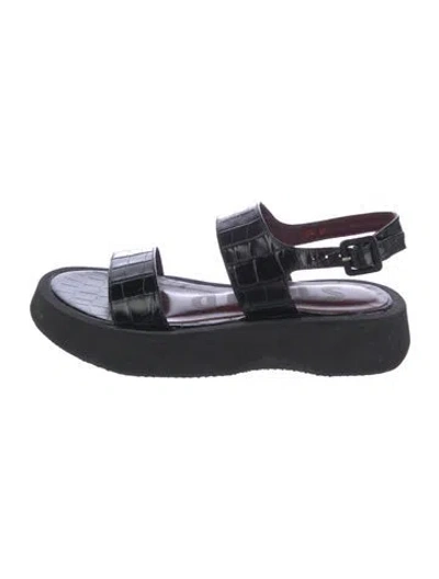 Pre-owned Staud Leather Slingback Sandals In Black