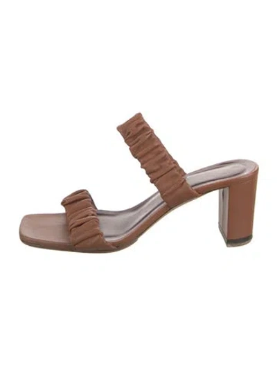 Pre-owned Staud Leather Slingback Sandals In Brown
