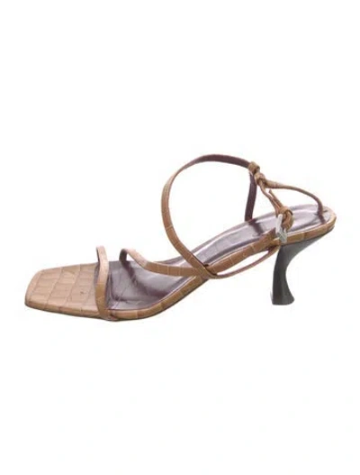 Pre-owned Staud Leather Slingback Sandals In Brown