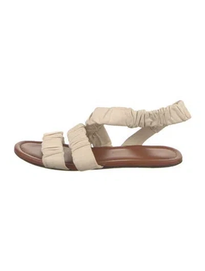 Pre-owned Staud Leather Slingback Sandals In Neutral
