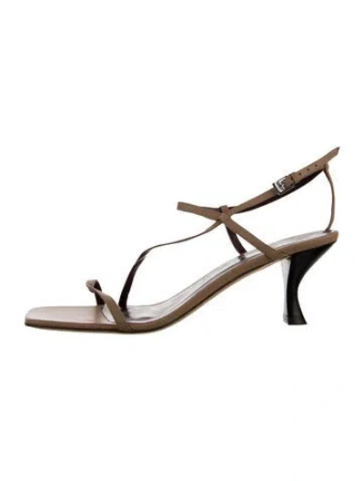 Pre-owned Staud Leather Slingback Sandals In Neutral