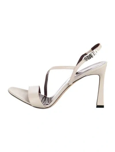 Pre-owned Staud Leather Slingback Sandals In Neutral