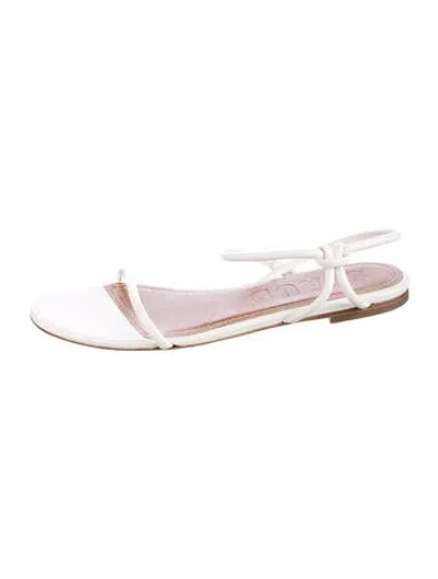 Pre-owned Staud Leather Slingback Sandals In White