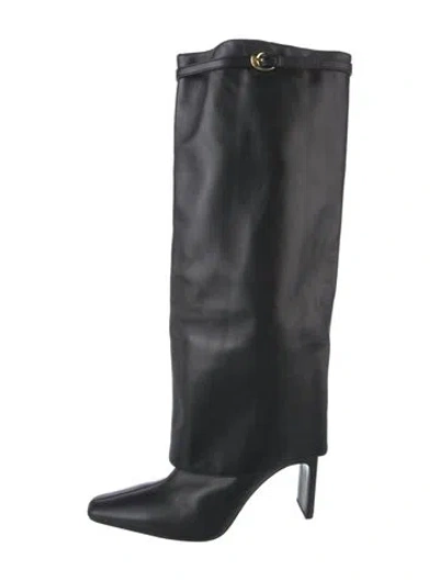Pre-owned Staud Leather Slouch Boots In Black