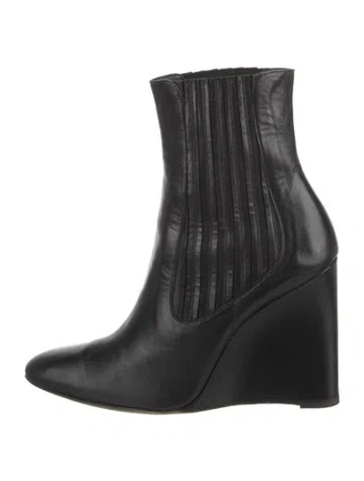 Pre-owned Staud Leather Sock Boots In Black
