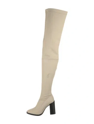 Pre-owned Staud Leather Sock Boots In Neutral