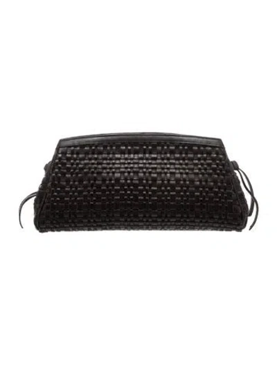 Pre-owned Staud Leather  Black Maude Woven Leather Clutch Small