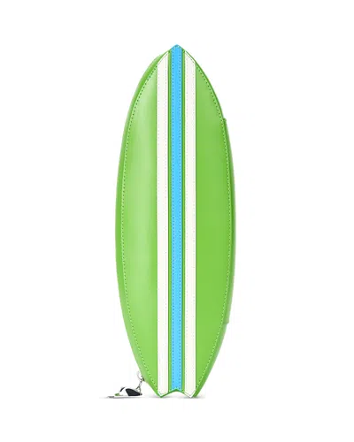 Staud Leather Surfboard Clutch In Green