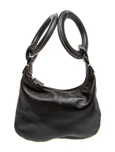 Pre-owned Staud Leather Top Handle Bag In Black