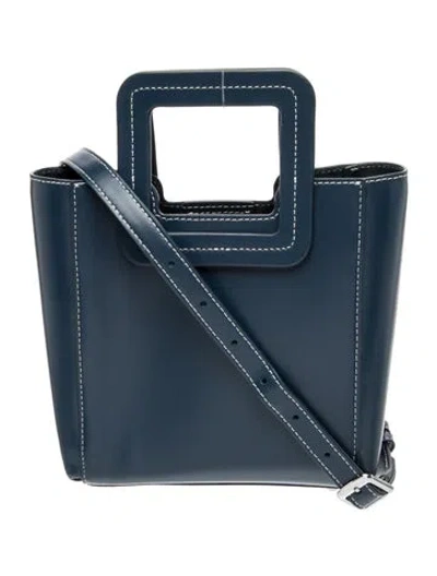 Pre-owned Staud Leather Top Handle Bag In Blue