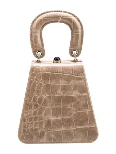 Pre-owned Staud Leather Top Handle Bag In Neutral