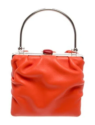 Pre-owned Staud Leather Top Handle Bag In Orange