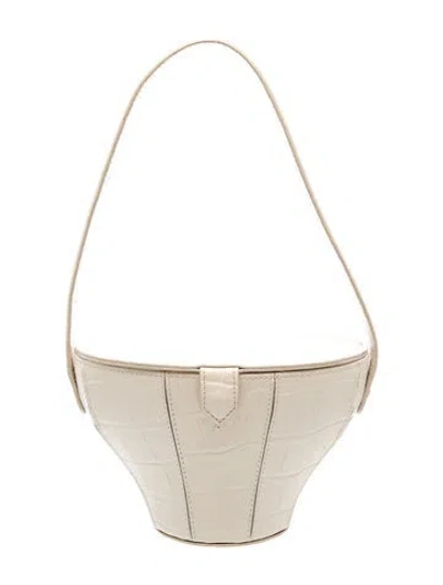 Pre-owned Staud Leather Top Handle Bag In White