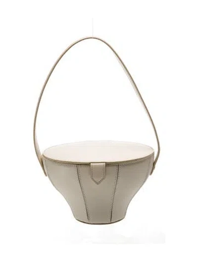 Pre-owned Staud Leather Top Handle Bag In White