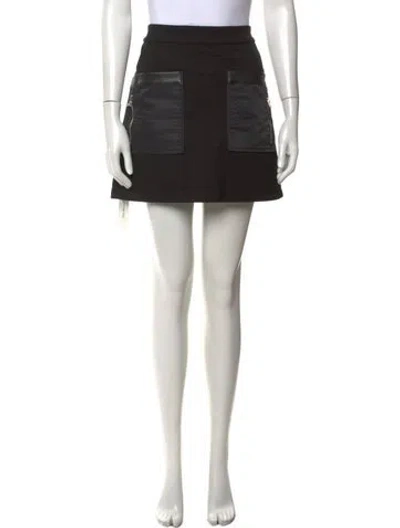 Pre-owned Staud Leather Trim Embellishment Mini Skirt In Black