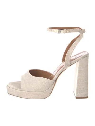 Pre-owned Staud Leather Trim Embellishment Sandals In Neutrals