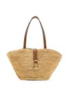 Staud Leather-trimmed Raffia Tote Bag In Neutral