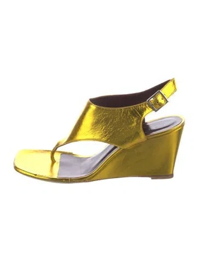 Pre-owned Staud Leather T-strap Sandals