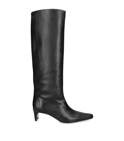 Staud Leather Wally Knee-high Boots 55 In Black