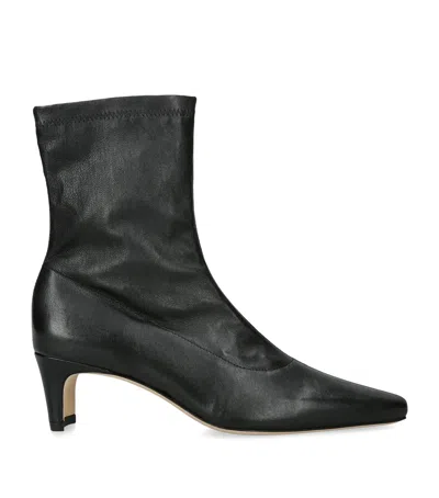 Staud Leather Wally Sock Ankle Boots 55 In Black