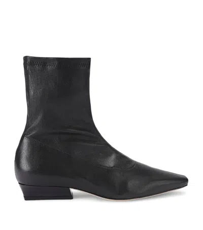 Staud Leather Wally Sock Ankle Boots In Black