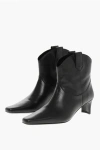 Staud Western Wally Leather Ankle Boots In Black