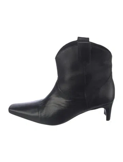 Pre-owned Staud Leather Western Boots In Black