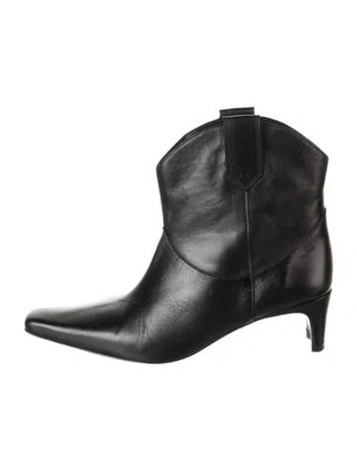 Pre-owned Staud Leather Western Boots In Black