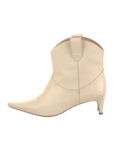 Pre-owned Staud Leather Western Boots In Neutral