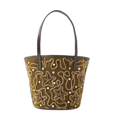 Staud Caro Leather-trimmed Embellished Tote Bag In Pattern