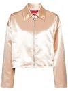Staud Lennox Satin-finish Jacket In Brown