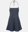 Staud Leone Linen-blend Denim Minidress In Blue