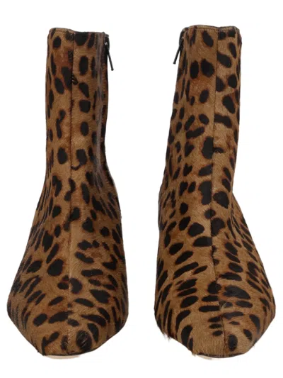 Staud Leopard Print Ankle Boots With Mid-height Block Heel In Brown