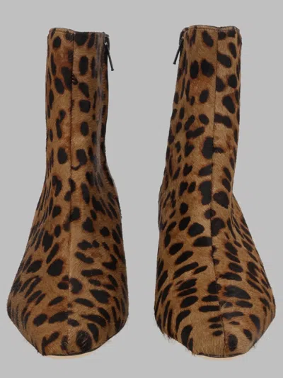 Staud Leopard-print Calf Hair Ankle Boots In Brown