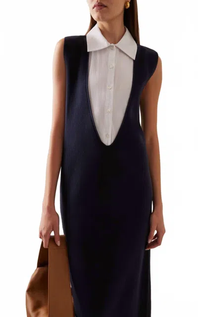 Staud Leslie Maxi Dress In Navy In Blue