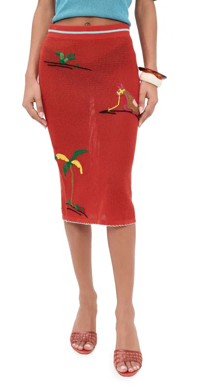 Staud Levante Skirt Riviera Flame In Red